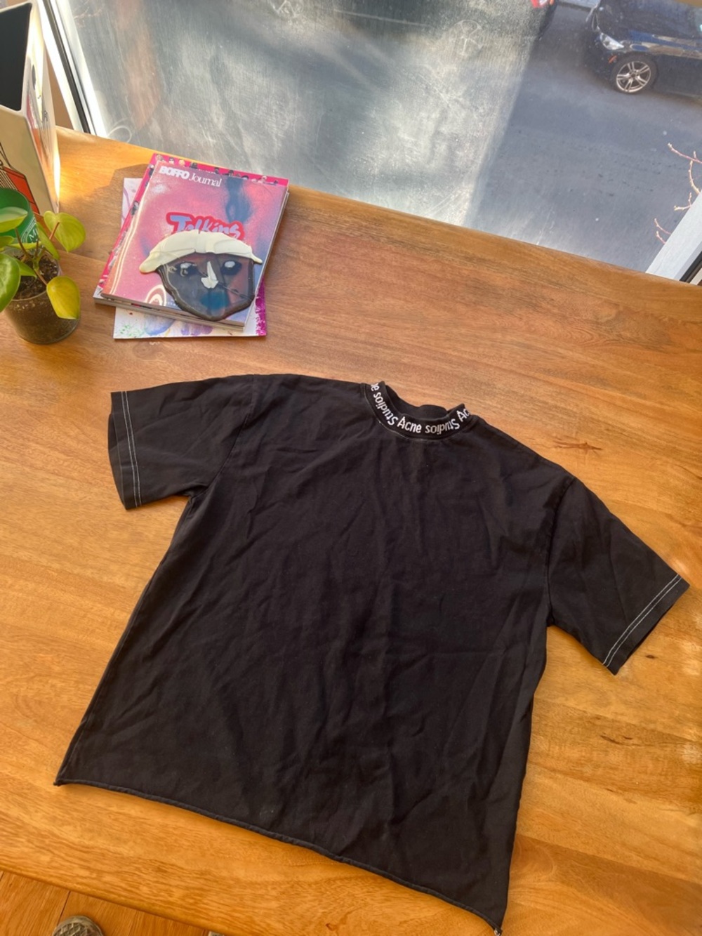 Acne Studios Black Logo Mock Neck T-Shirt